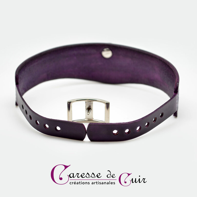 Collier BDSM En Cuir Noir Avec Anneau Métal Argenté - Tour De Cou Esclave - Neuf - Fetish