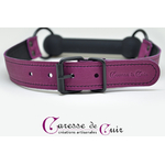 baillon mors silicone et cuir artisanal violet caresse de cuir-10x