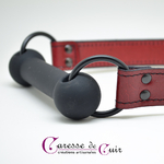 baillon mors silicone et cuir artisanal rouge caresse de cuir-8