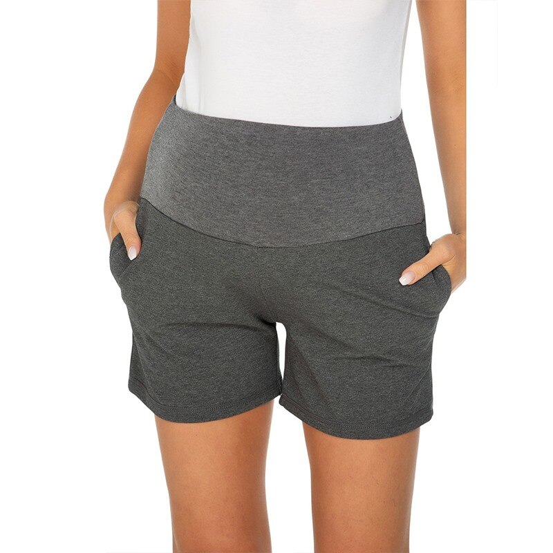 Maternit-t-Shorts-taille-haute-pantalon-pour-la-grossesse-enceinte-taille-lastique-Shorts-avec-poche-maternit