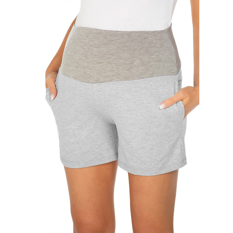 Maternit-t-Shorts-taille-haute-pantalon-pour-la-grossesse-enceinte-taille-lastique-Shorts-avec-poche-maternit