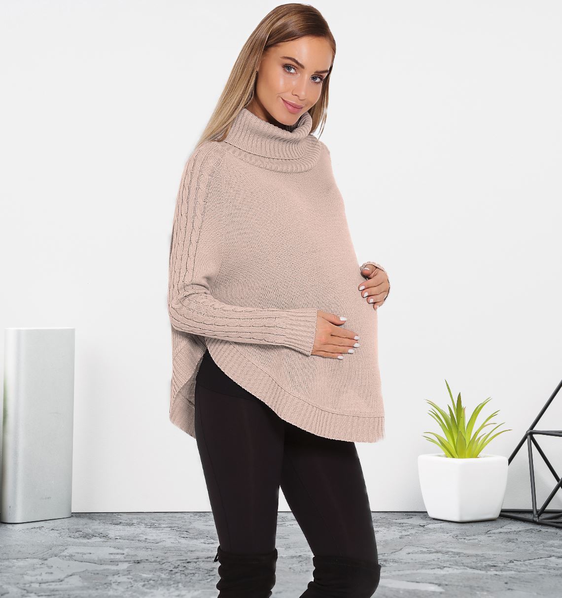 poncho grossesse beige