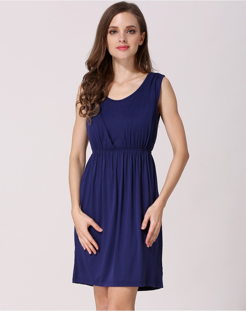 robe grossesse et allaitement en coton doux bleu