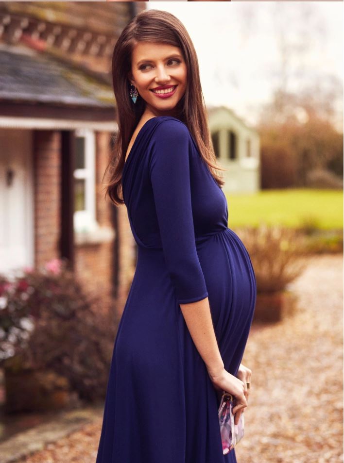 robe de grossesse et allaitement elegante bleu profil