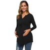 Femmes-hauts-de-maternit-grossesse-chemises-d-contract-manches-longues-col-en-V-grossesse-Blouse-cordon