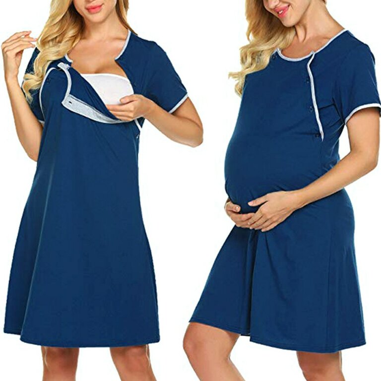 C&A Chemise De Nuit Grossesse Et Allaitement Femme - Dentelle Et Jersey Léger