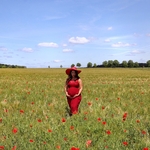 robe rouge grossesse shooting photo