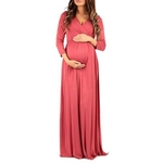 Robes-de-grossesse-longues-pour-femmes-enceintes-v-tements-solides-robes-de-maternit-droites-Gravidas-Vestidos