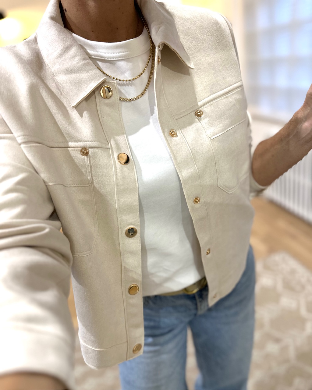 VESTE EN SUEDINE BEIGE