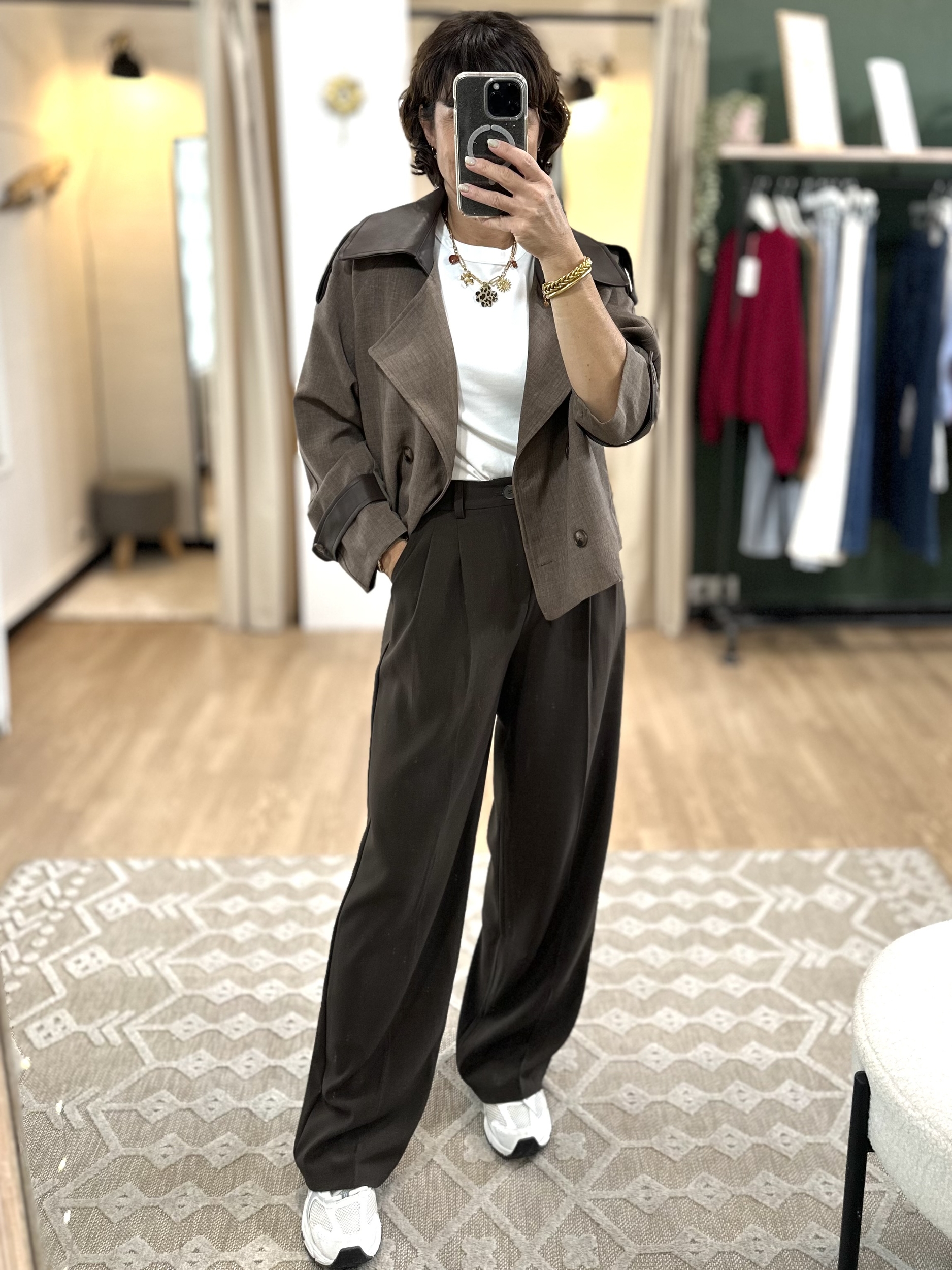 PANTALON HABILLE LARGE MARRON