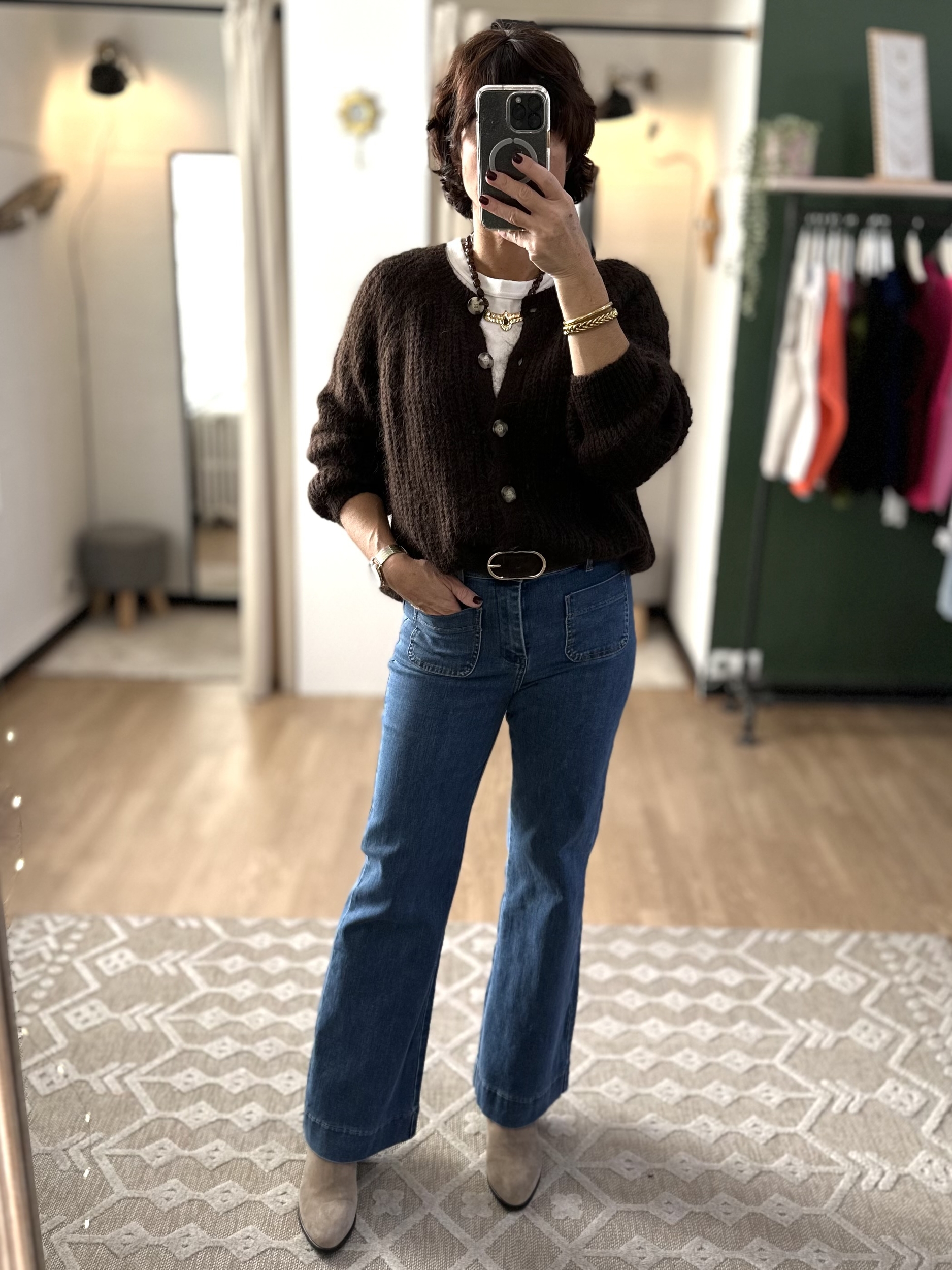 gilet marron femme