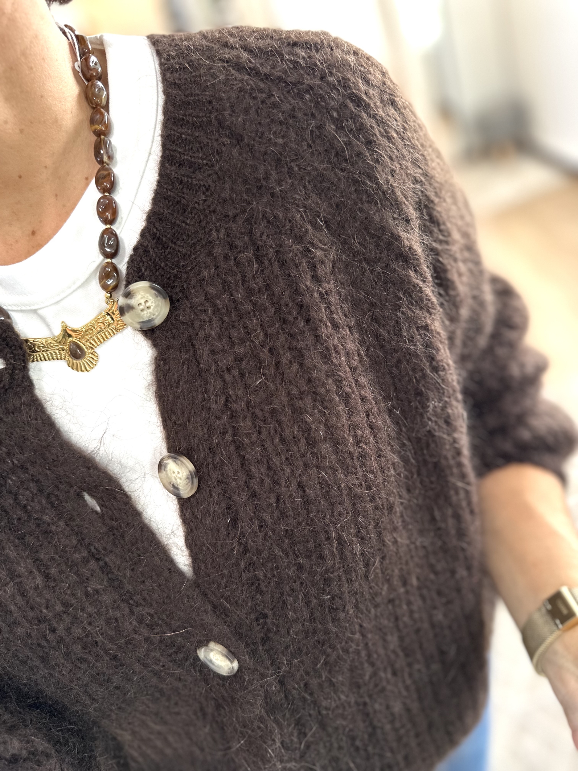 gilet chocolat laine