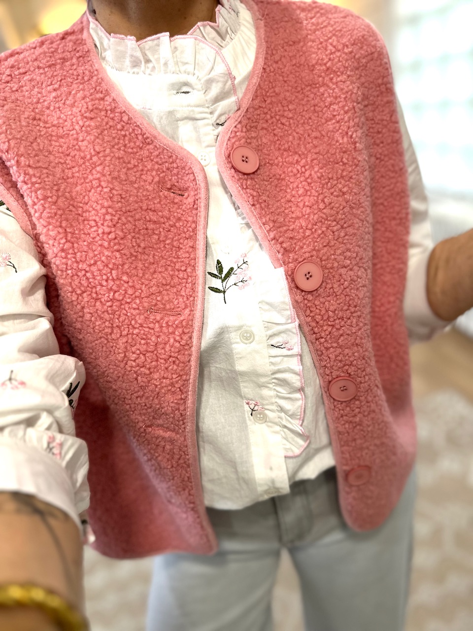 gilet rose sherpa