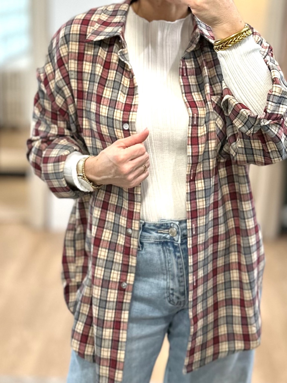 chemise loose à carreaux femme