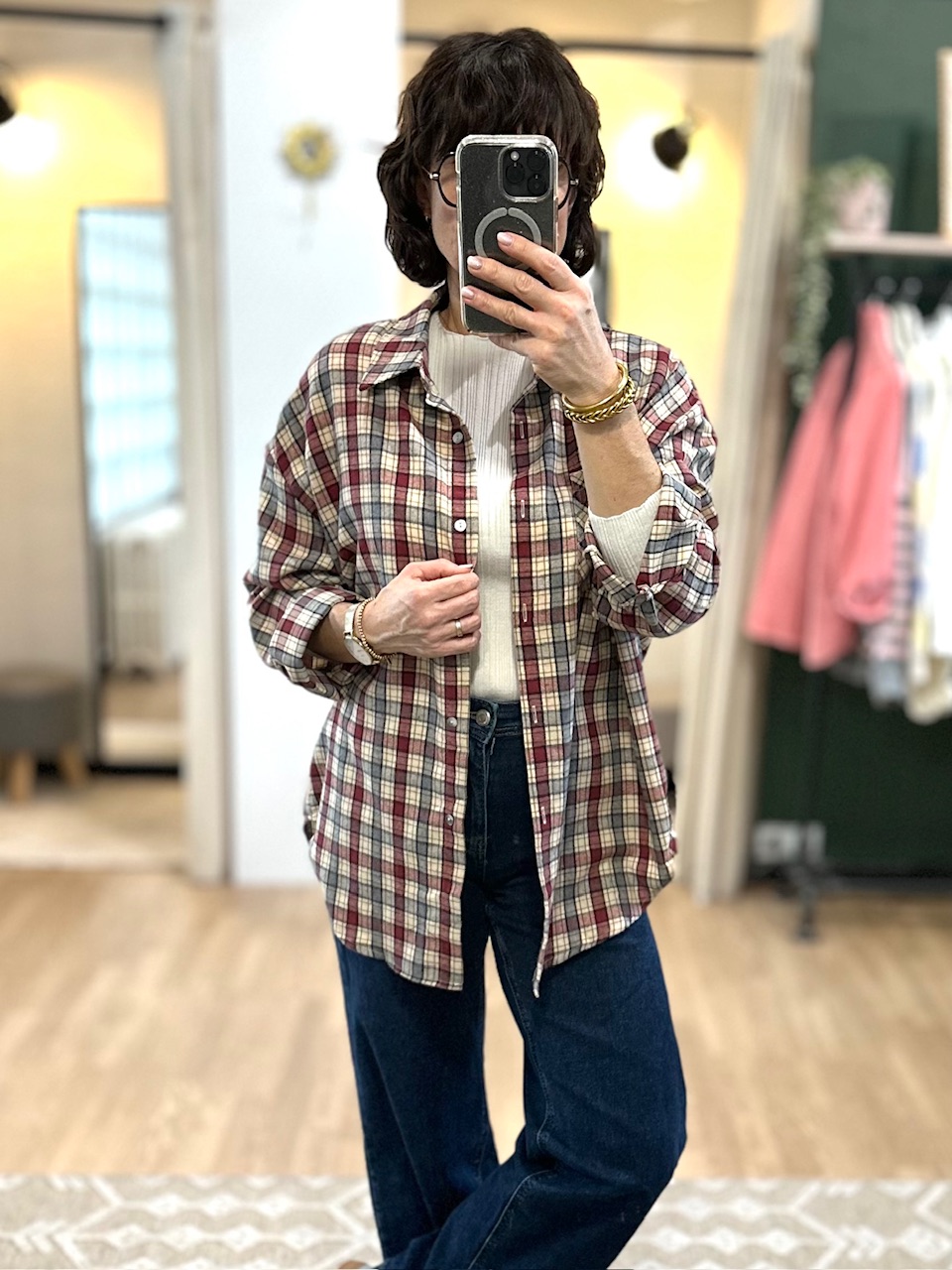 chemise oversize carreaux femme