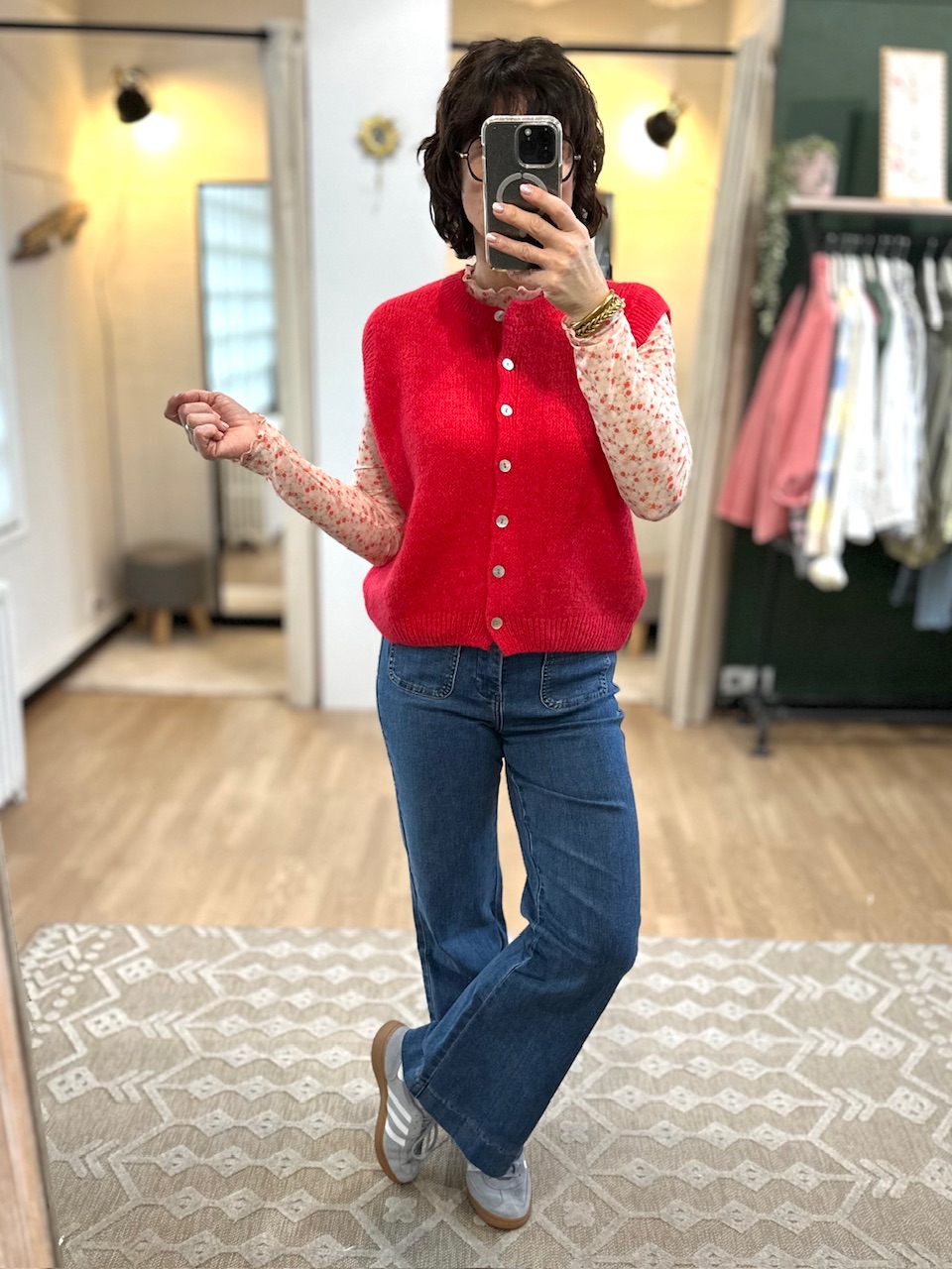 GILET ROUGE MOHAIR