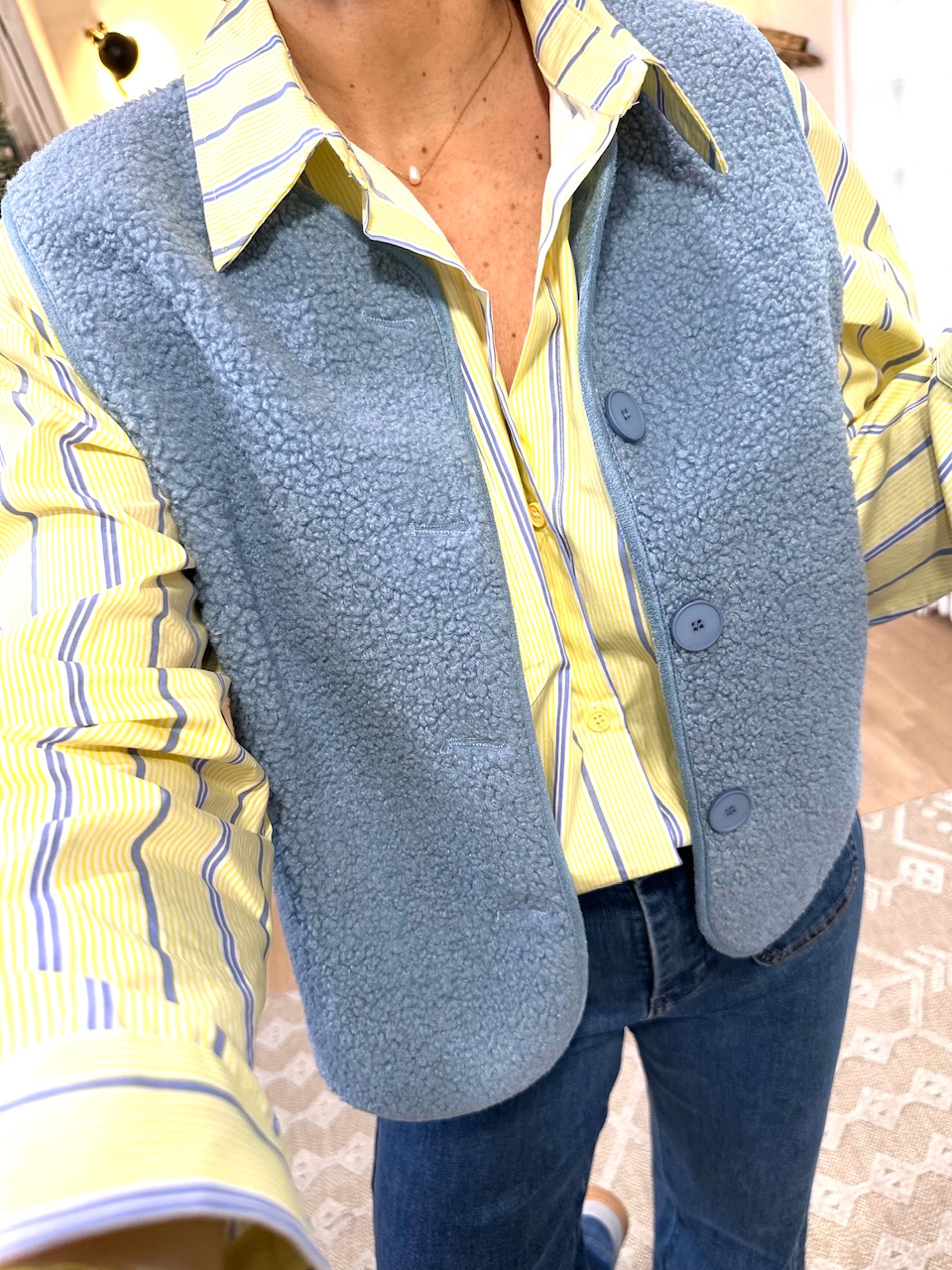 gilet sans manches bleu femme