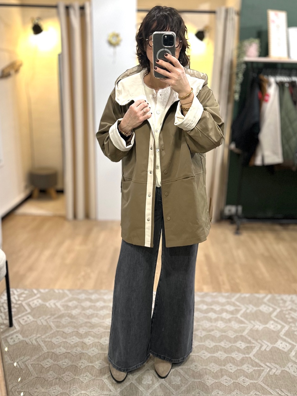 parka femme taupe grande capuche