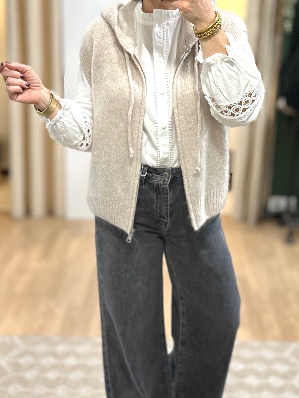 gilet sans manche beige