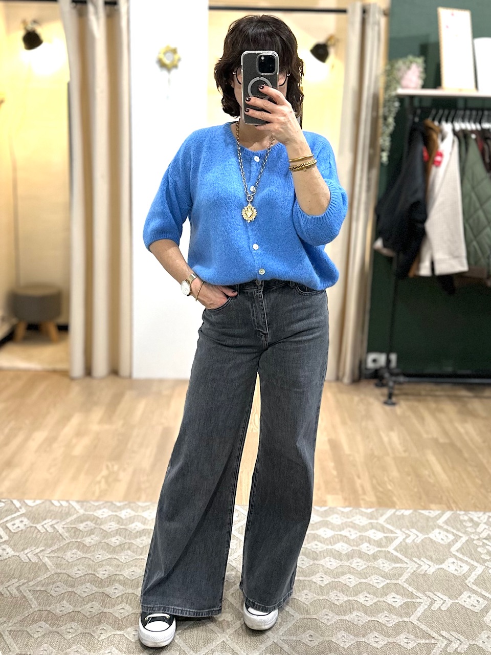 GILET MANCHES COURTES BLEU