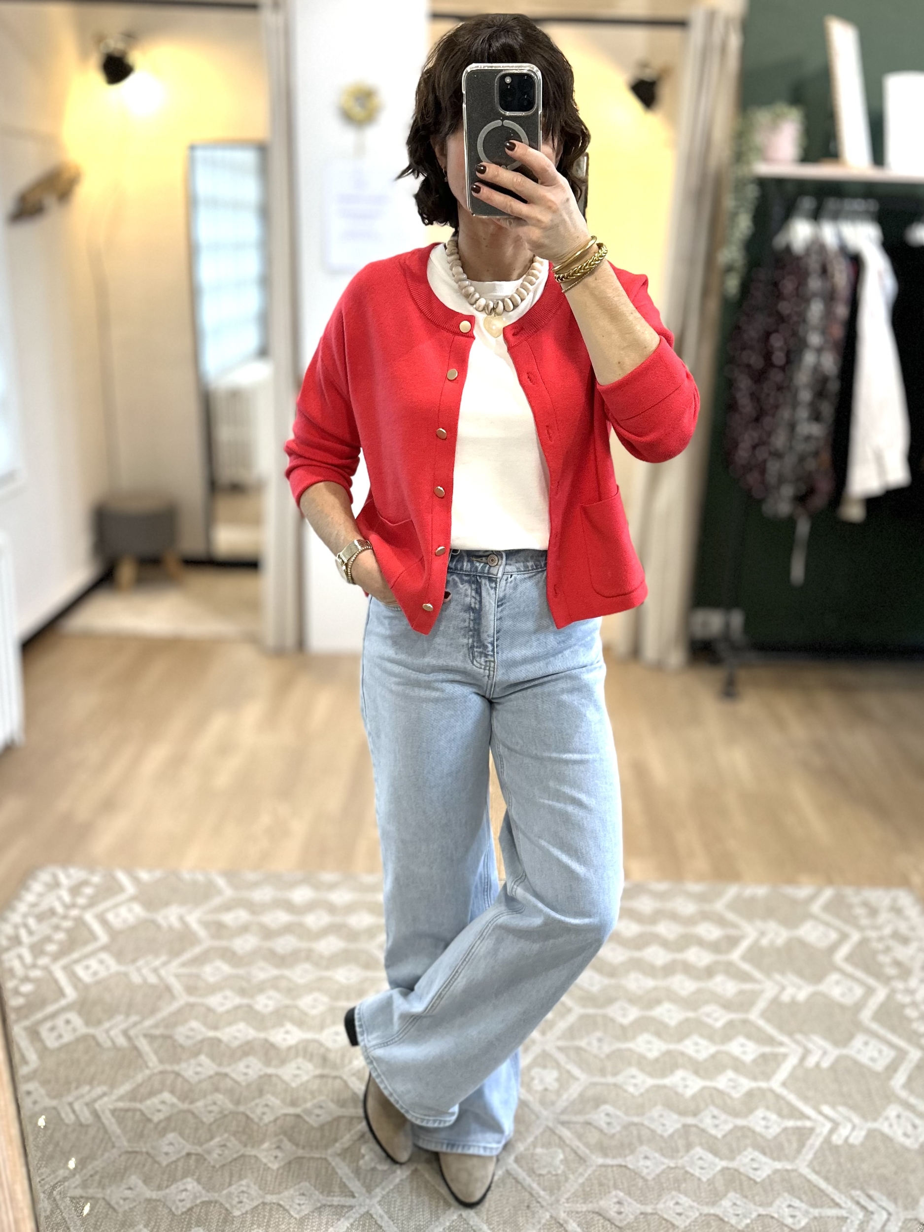 GILET ROUGE FEMME