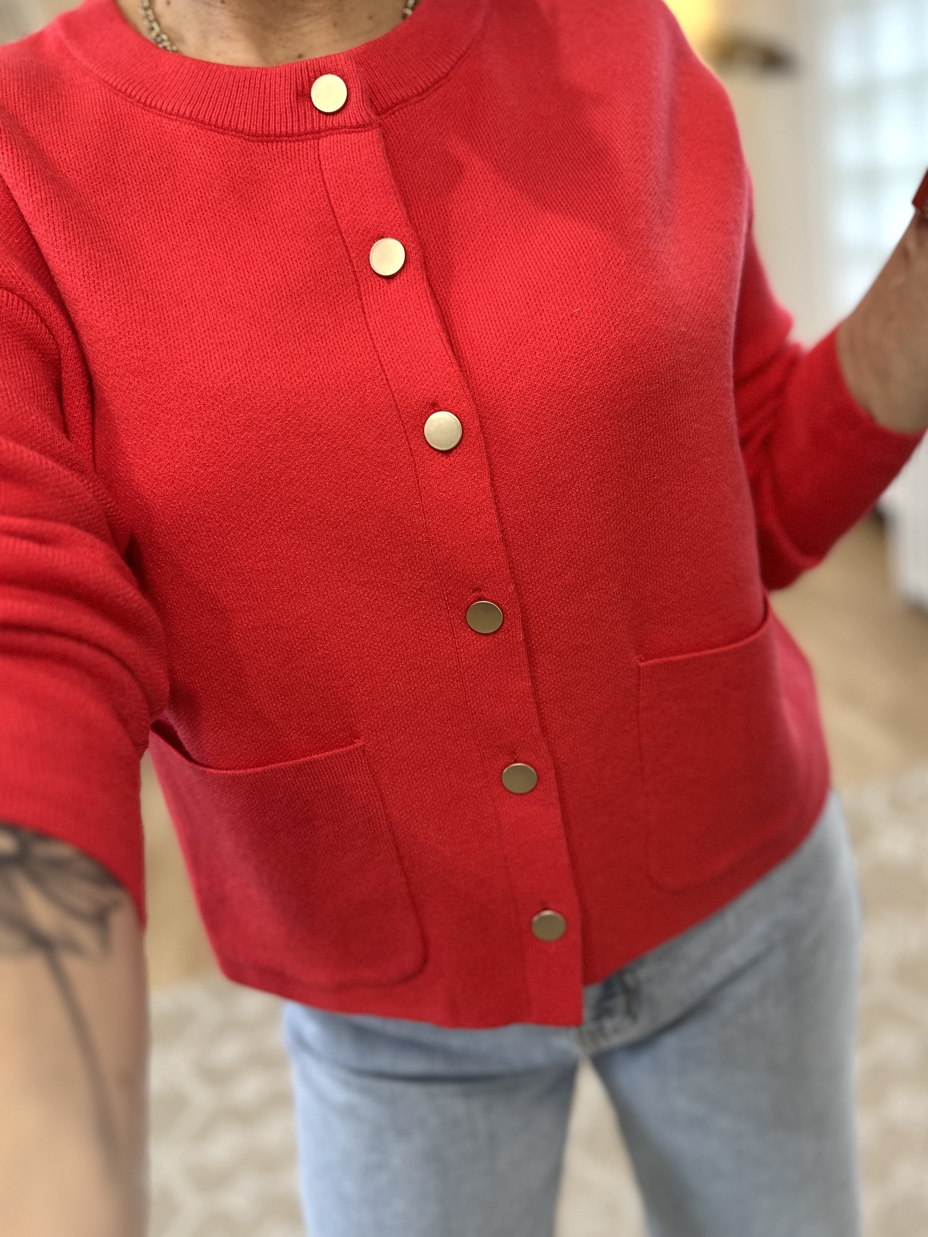 CARDIGAN ROUGE FEMME