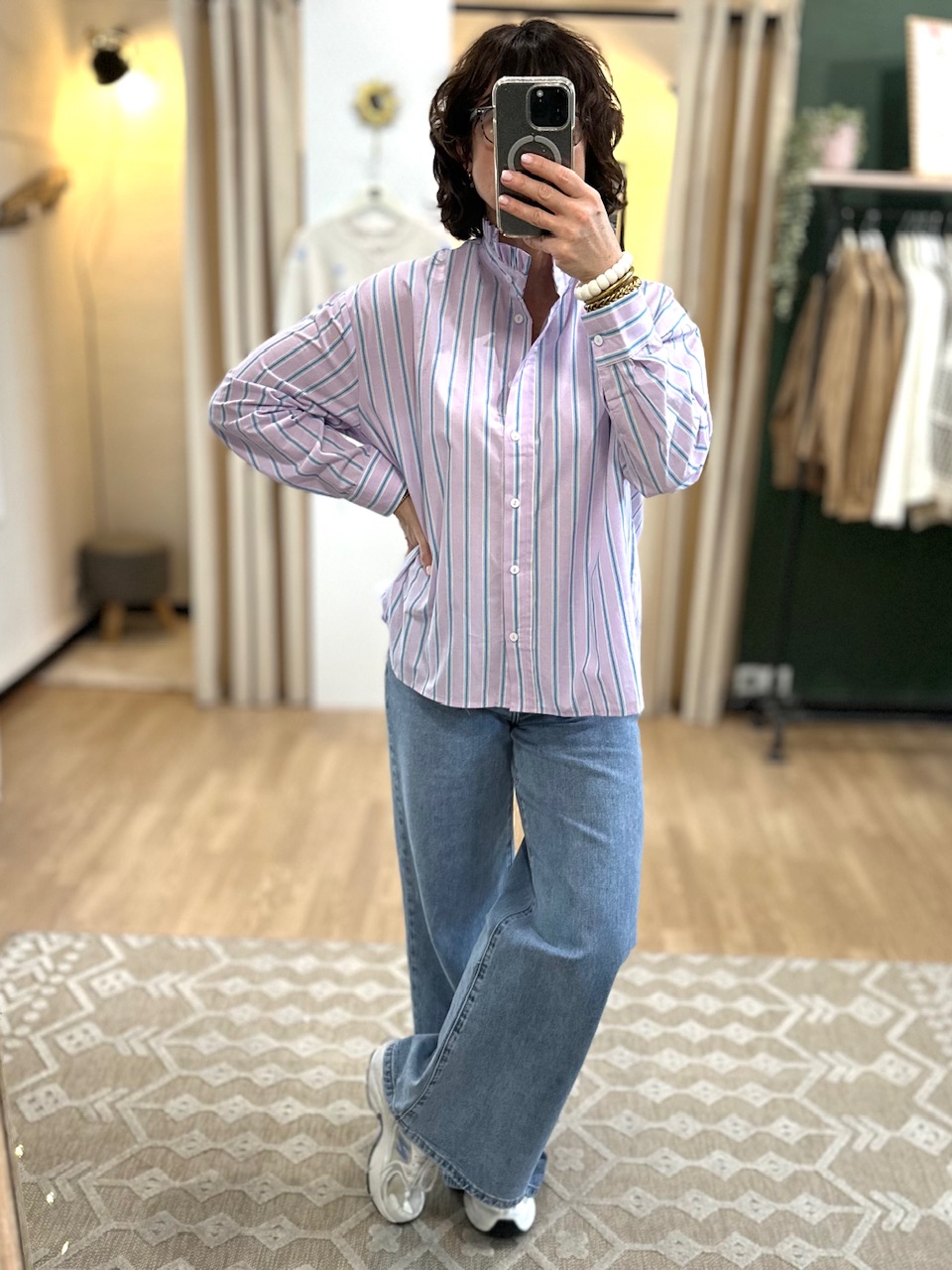 chemise col victorien parme
