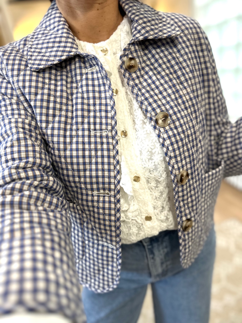 veste matelassée à carreaux
