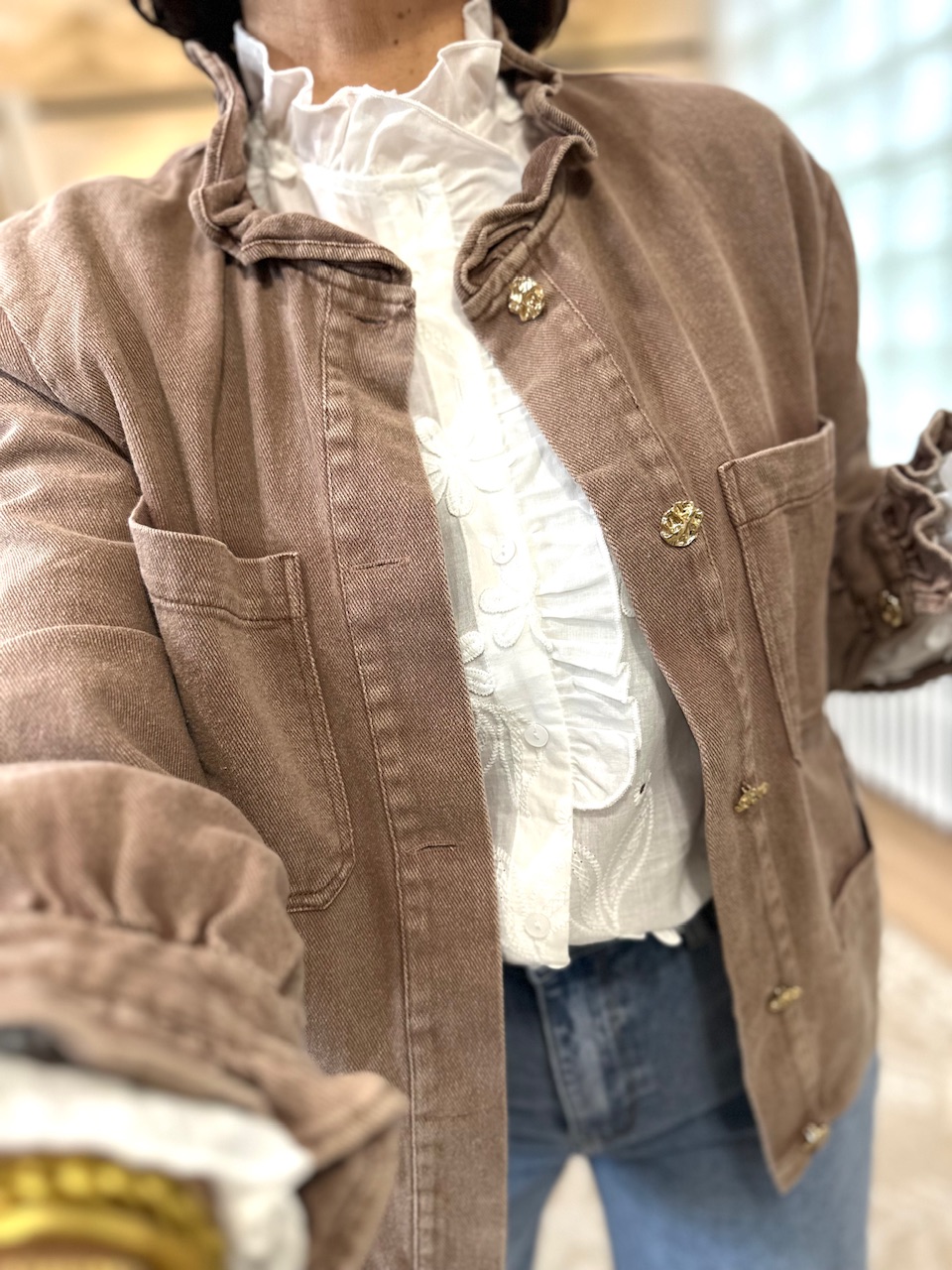 veste marron en jean