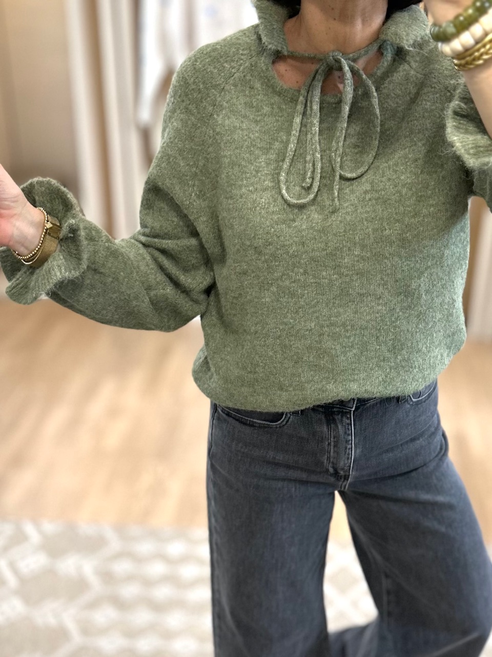 pull vert col victorien