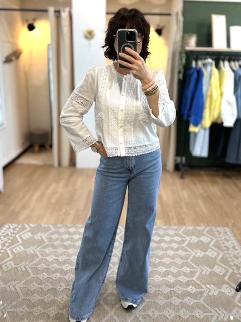 blouse blanche ajourée