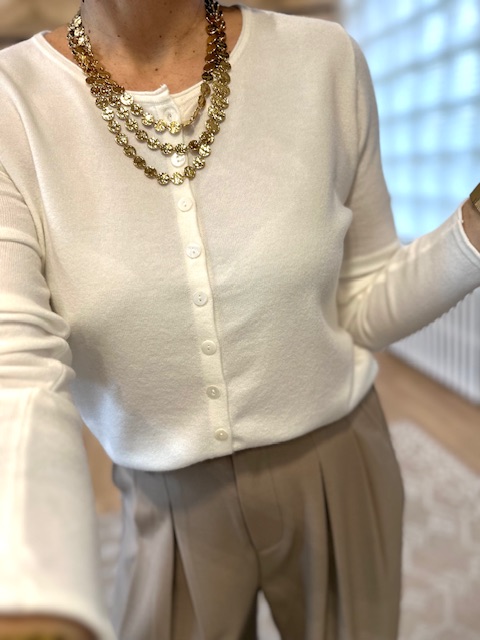 GILET BLANC CACHEMIRE FEMME