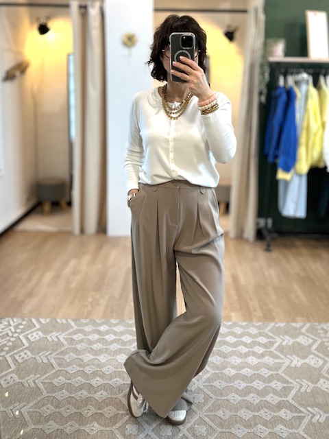 pantalon taupe large fluide