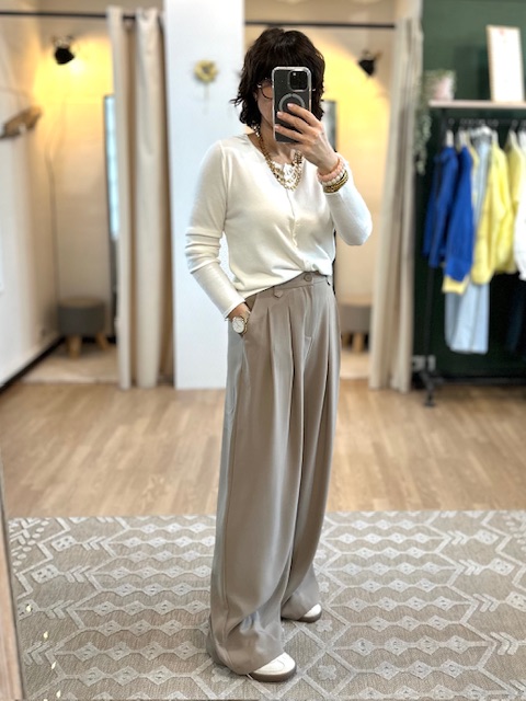 pantalon palazzo taupe