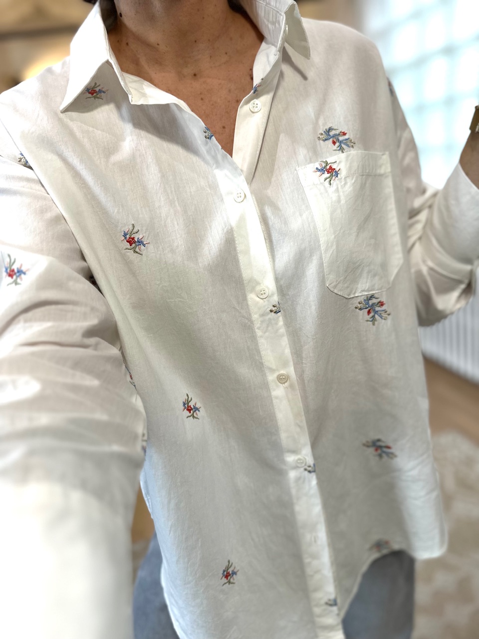 CHEMISE BLANCHE FEMME BRODEE