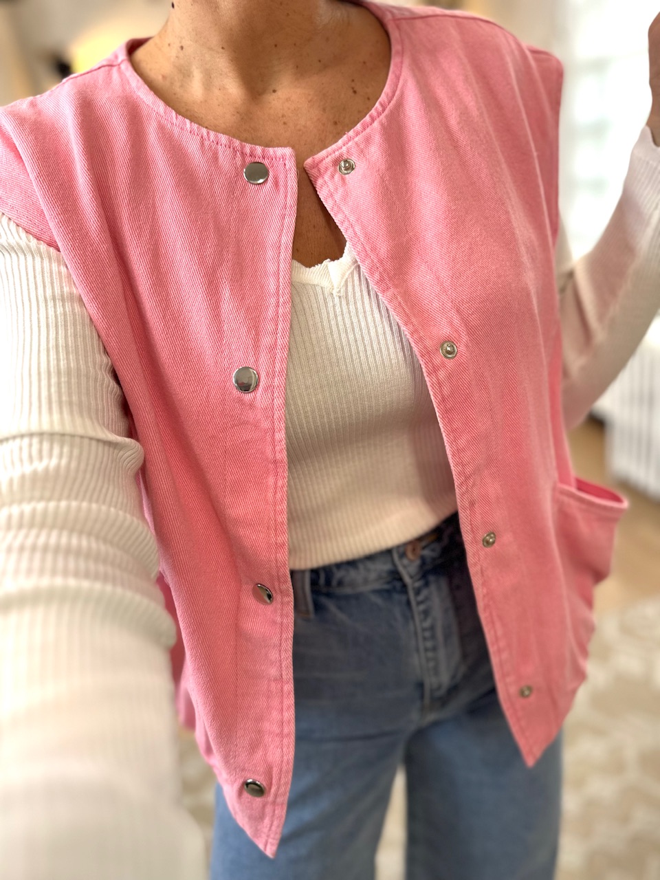 veste sans manche rose