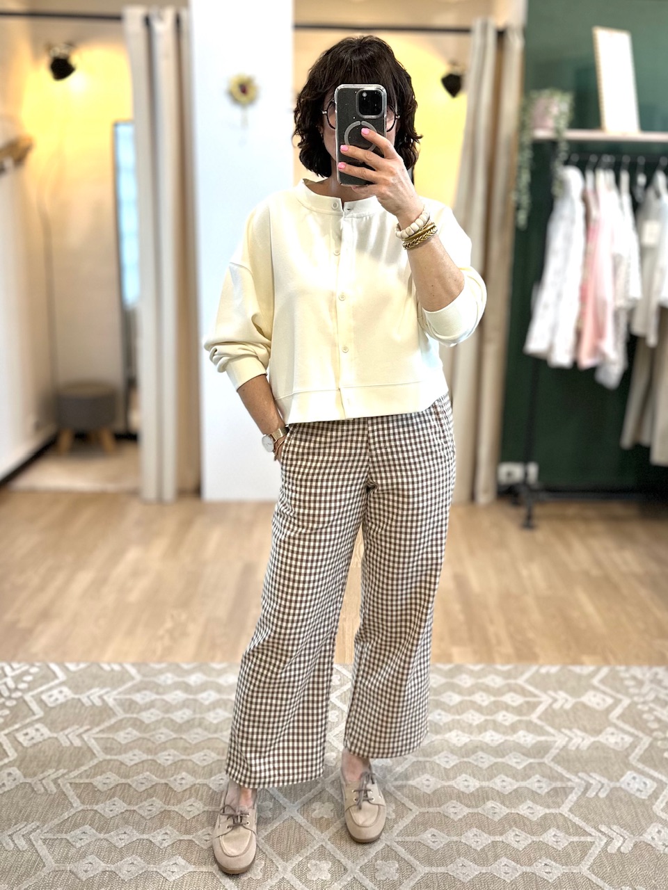 pantalon vichy camel