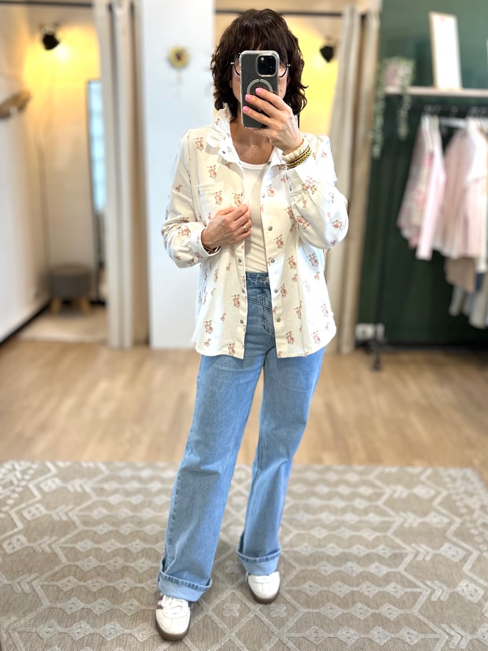 veste ecru imprimé fleuri