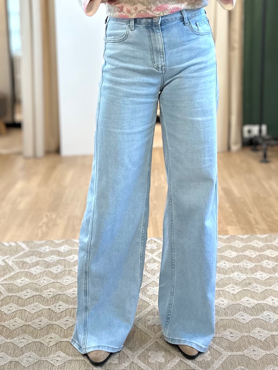 jean wide leg denim clair