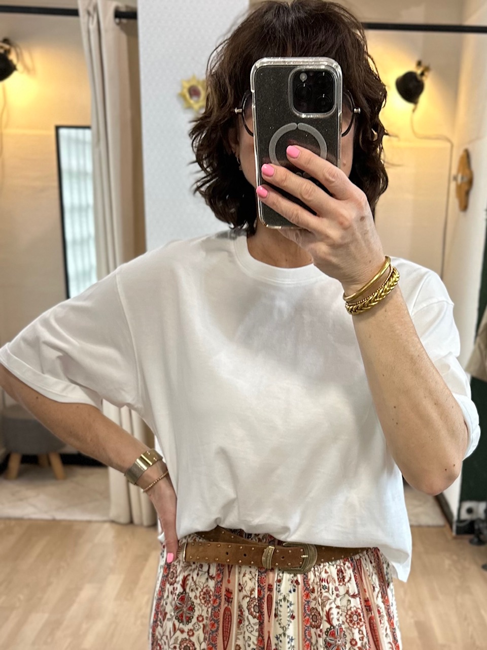 TEE SHIRT BLANC COURT  OVERSIZE