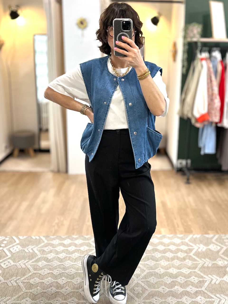 PANTALON NOIR FEMME COURT