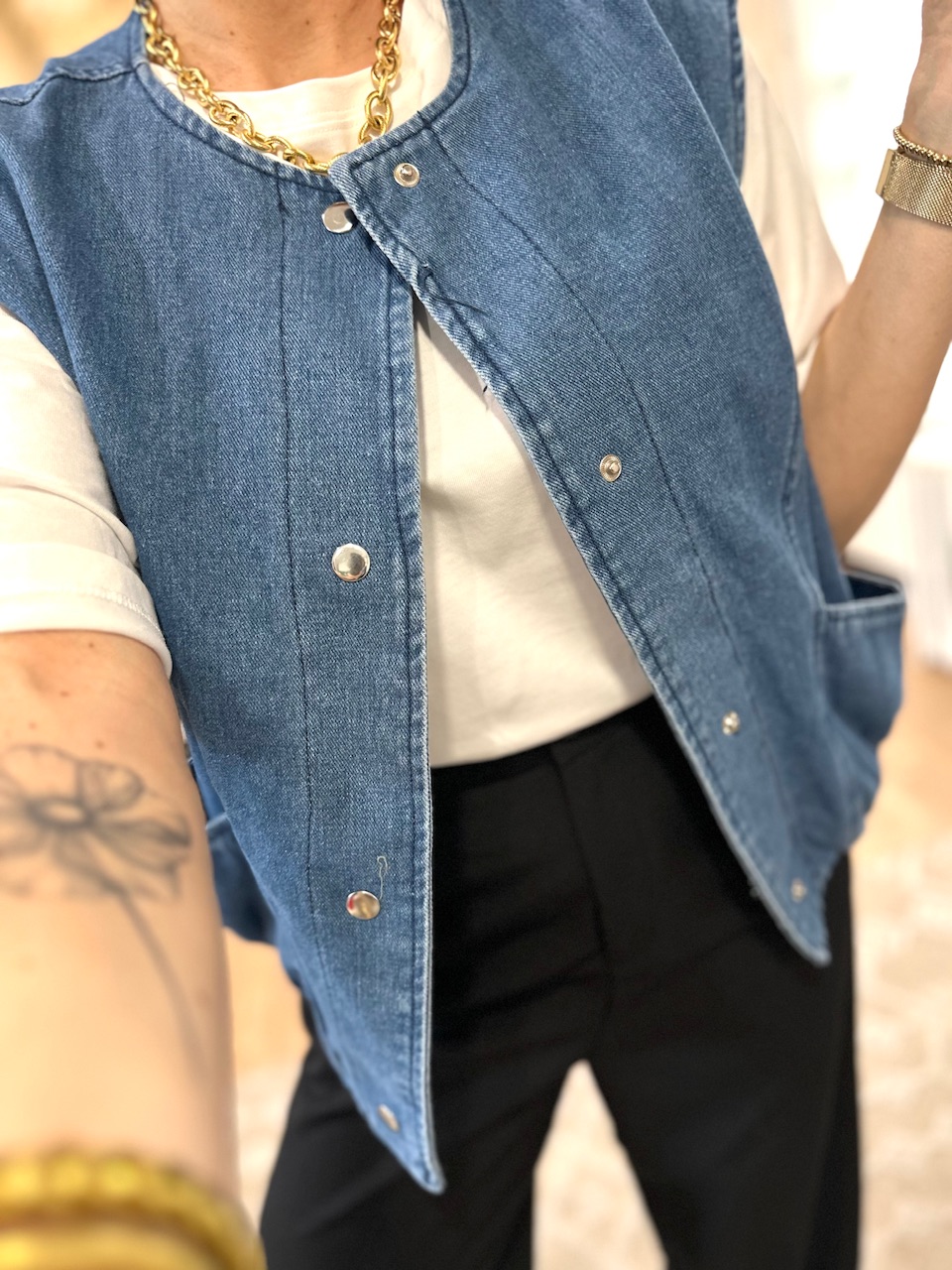 VESTE SANS MANCHE EN JEAN