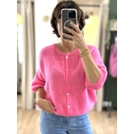 GILET ROSE FLUO MANCHES MOHAIR