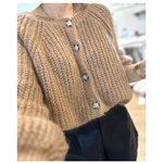 gilet col rond camel