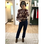 BLOUSE MARRON A CARREAUX