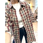 chemise carreaux gris bordeaux