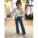 BLOUSE BLEU ET MARRON CARREAUX