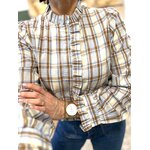 blouse coton imprimé chocolat bleu