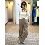 pantalon taupe large fluide