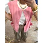 veste en jean rose sans manche